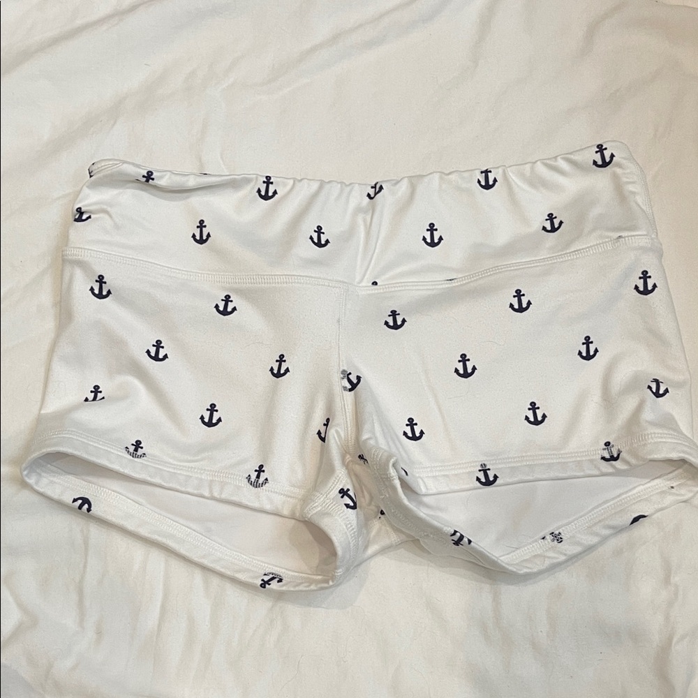 Fleo White Nautical Anchor Print Athletic Shorts